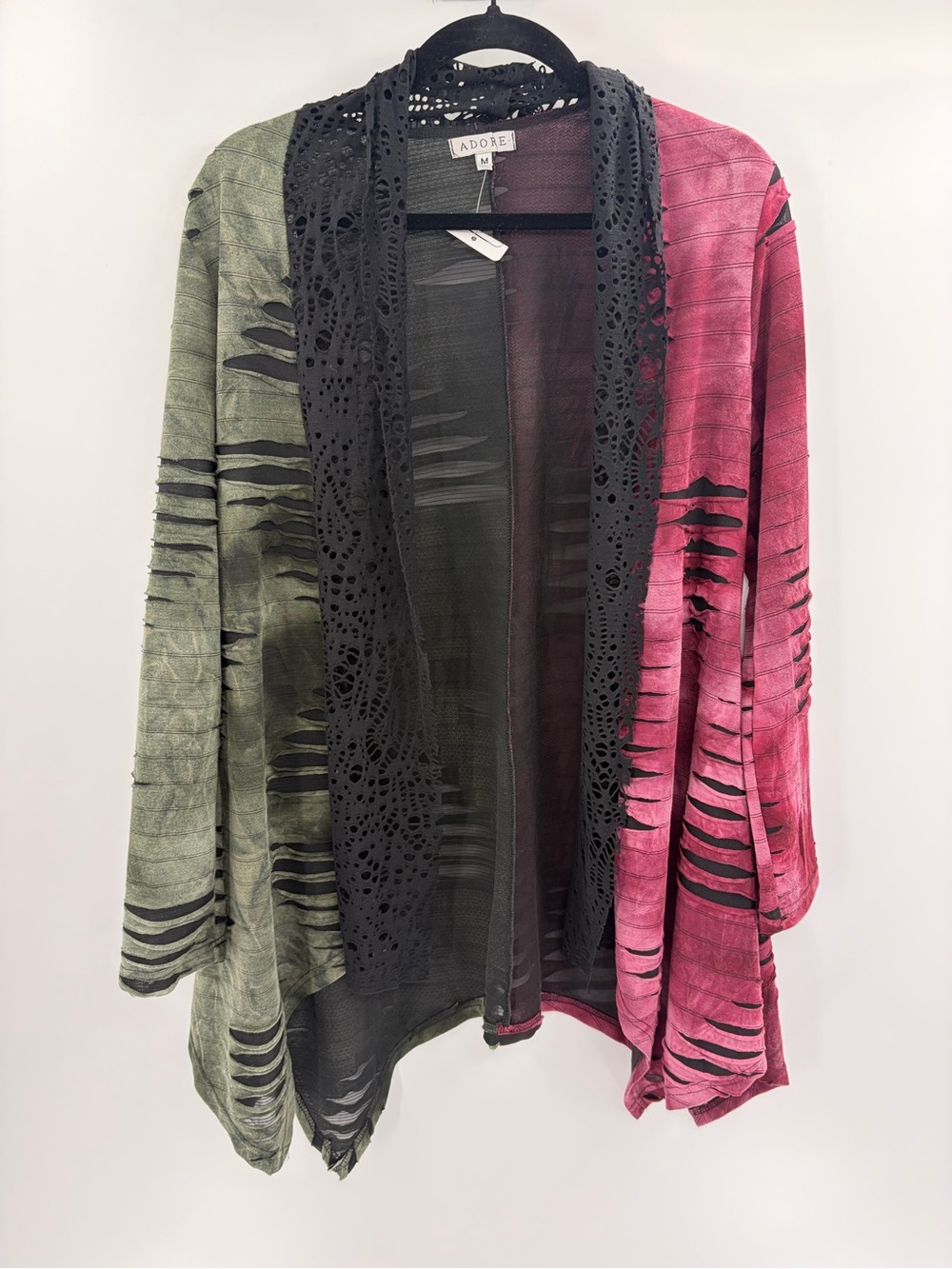 Adore Laganlook art to wear Adore Boho Slashed Shredded Cardigan medium NWT $116